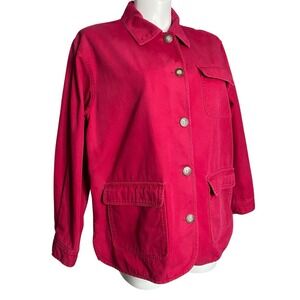 Vintage Talbots Canvas Button Up Faded Red Chore Jacket Women's Sz L